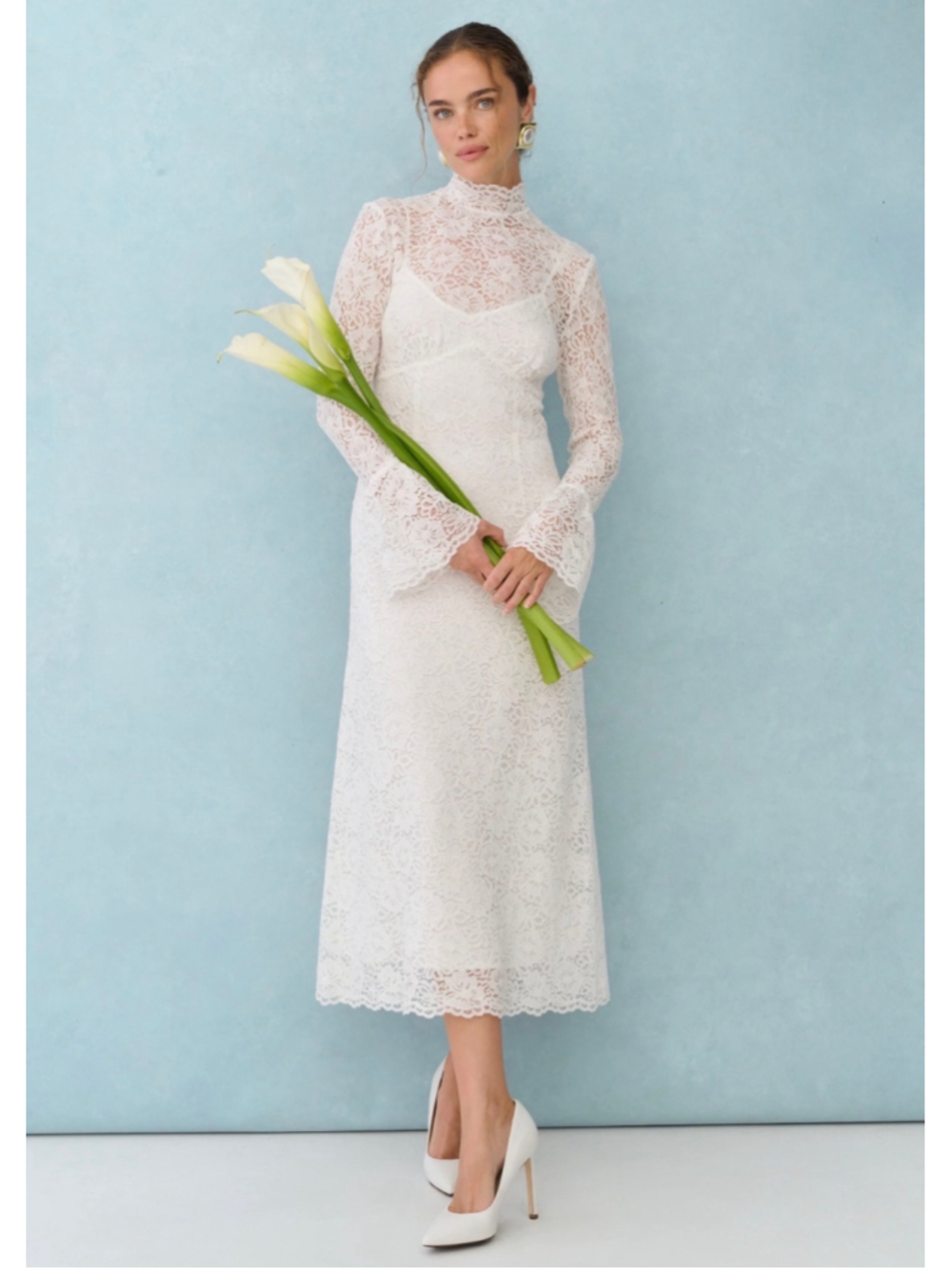 Women's Few Moda Lace Wedding Dress White Size 4